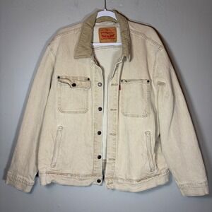 Levis Mens Tan Denim Trucker Jacket Corduroy Collar Sand A0730-0002 XL